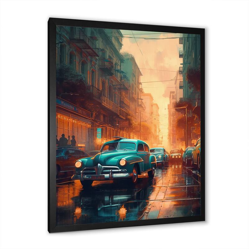 Designart "Blue And Yellow Art Deco Cityscapes Unveiled Iv" City Art